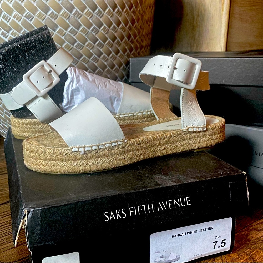 Saks Fifth Avenue Platform Espadrille ankle strap Sandal